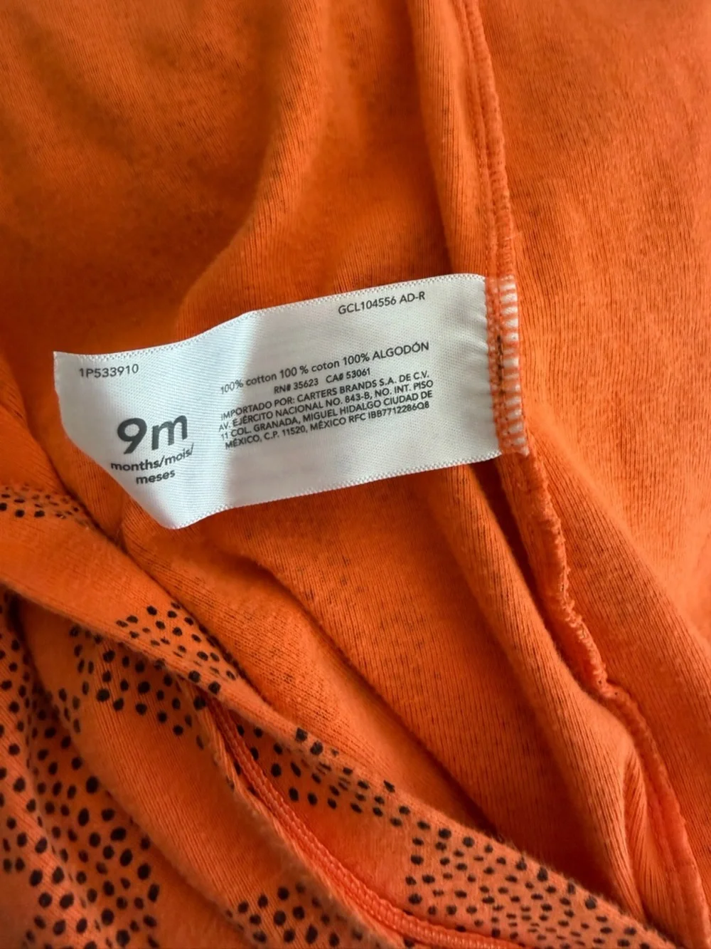 Carter's Orange Pumpkin Print Footed One-Piece - Picture 4 of 4